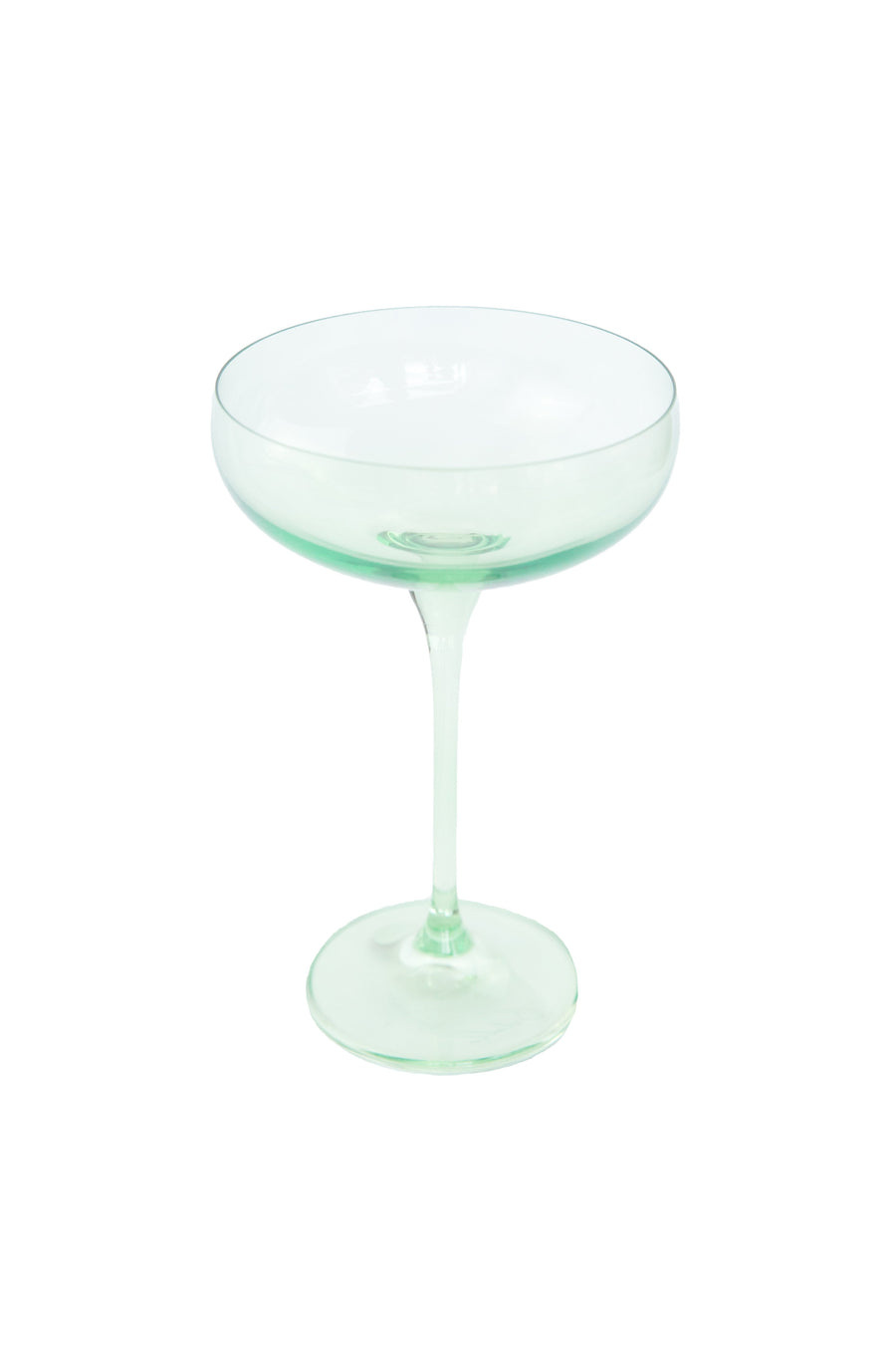 Mint green champagne coupes elegantly displayed for sophisticated event decor and stylish table settings.