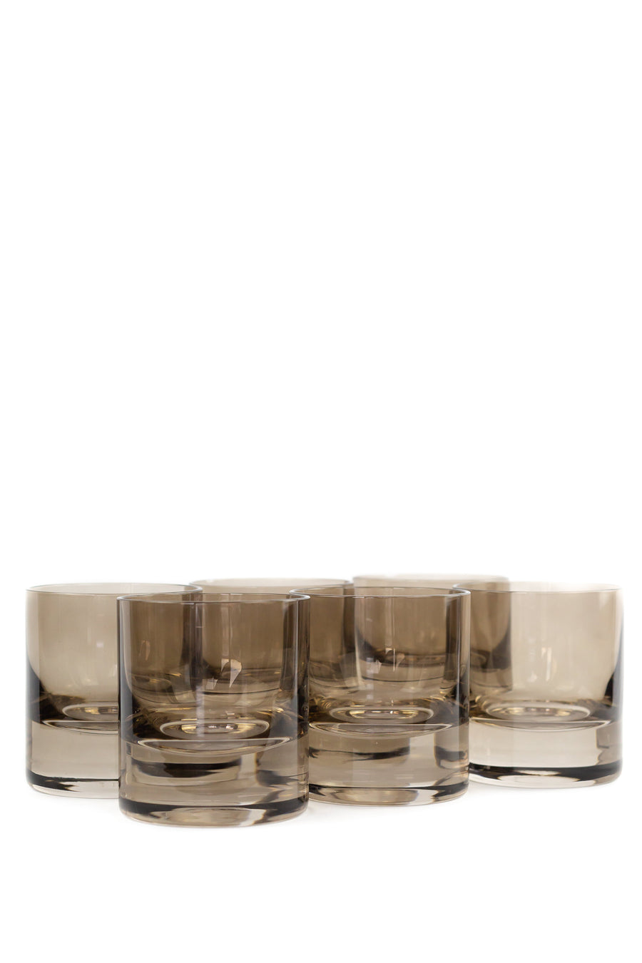 Elegant colored rocks glass in gray smoke, perfect for sophisticated cocktail presentations and stylish home bars.