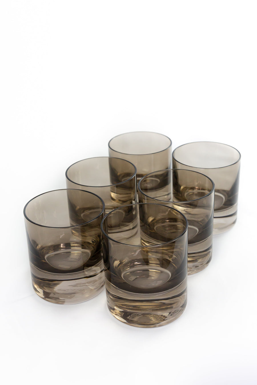 Elegant colored rocks glass in gray smoke, perfect for sophisticated cocktail presentations and stylish home bars.