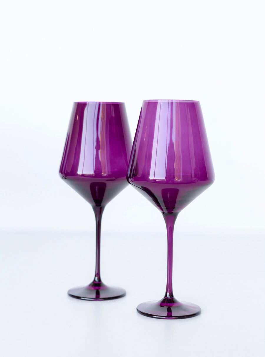 Elegant amethyst wine glass showcasing exquisite craftsmanship and rich purple hues perfect for sophisticated gatherings.