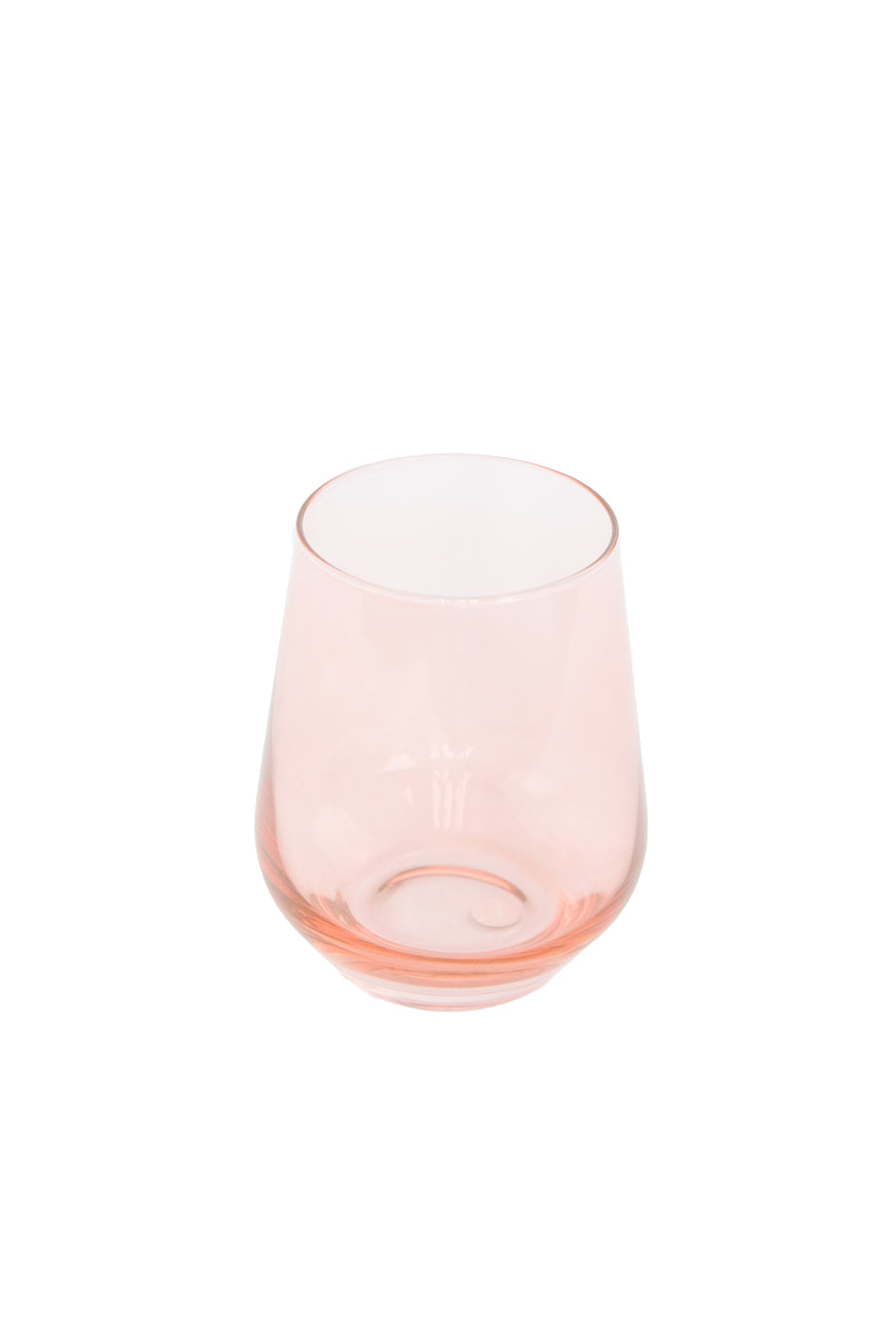 Elegant blush pink stemless wine glasses perfect for stylish entertaining and sophisticated table settings