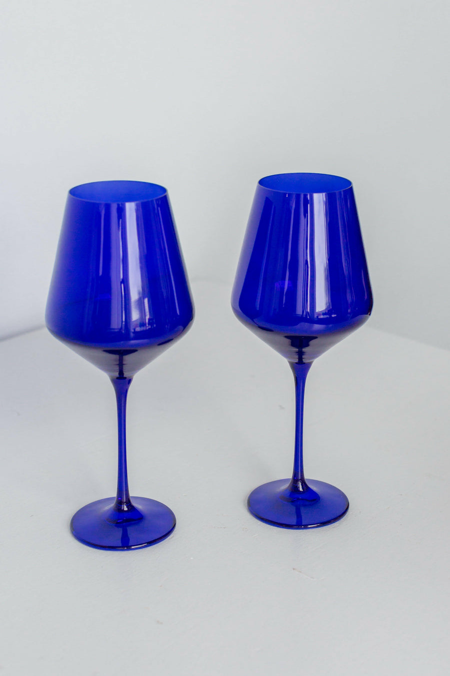 Elegant royal blue wine stemware set enhancing the dining experience with sophisticated style and vibrant color