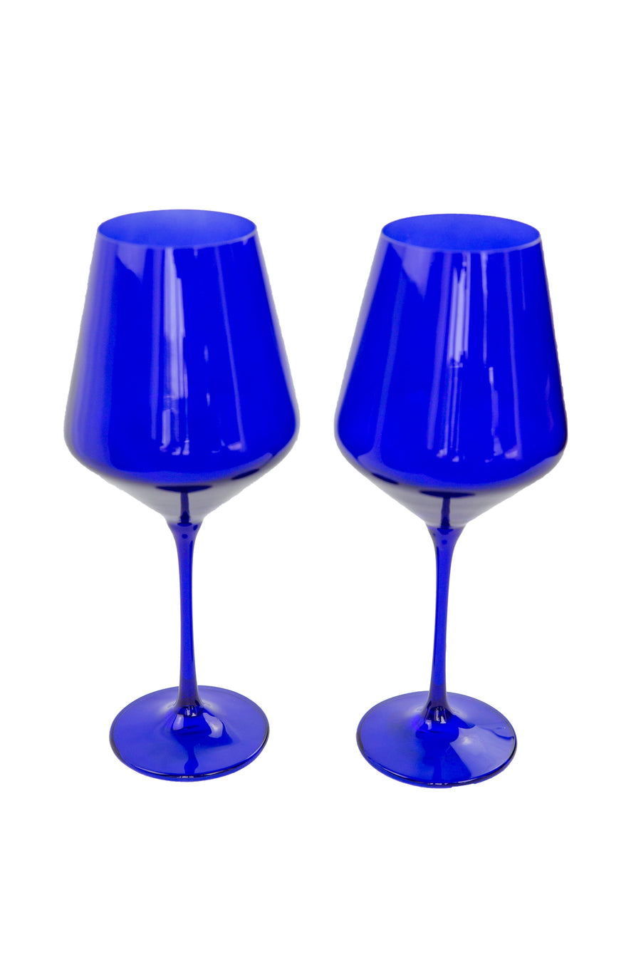 Elegant royal blue wine stemware set enhancing the dining experience with sophisticated style and vibrant color
