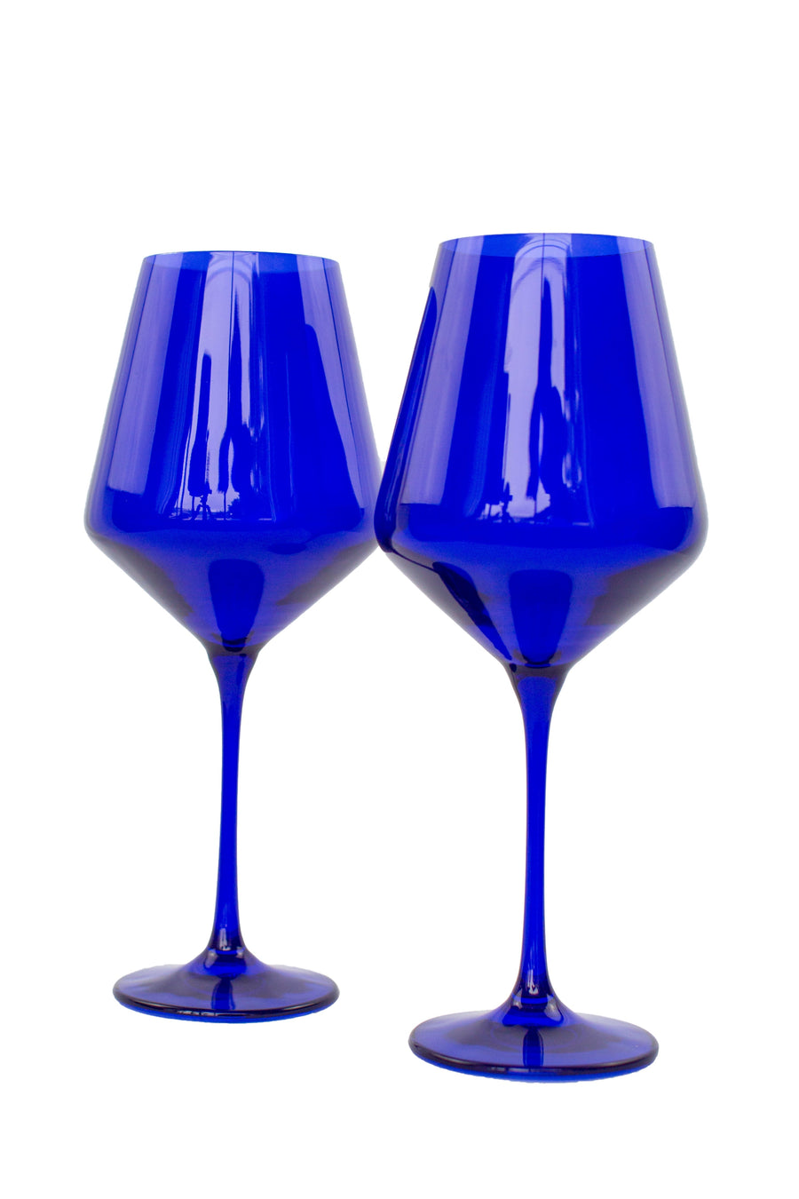 Elegant royal blue wine stemware set enhancing the dining experience with sophisticated style and vibrant color